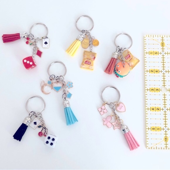 New Fast Food Snacks Charm Dangling Keychain Tassel Hamburger Chips Mini Gift - Picture 2 of 4